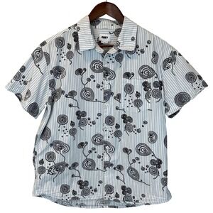 Obey Undertone Pinstripe Swirl Organic Cotton Woven Button Up Shirt size Medium